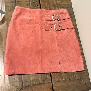 Blank NYC Coral Double-Buckle Mini Skirt